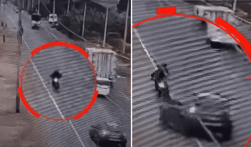 Vehículo perdió el control e impactó faltamente contra moto lineal. Foto: Composición LR/ATV Noticias Vehículo perdió el control e impactó faltamente contra moto lineal.