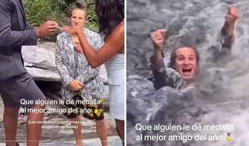 Amigo rescata anillo en cascada durante romántica propuesta de matrimonio