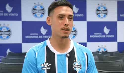 Erick Noriega firmó con Gremio hasta el 2028. Foto: captura de Gremio Erick Noriega y la curiosa razón por la que dominó el portugués durante su presentación en Gremio