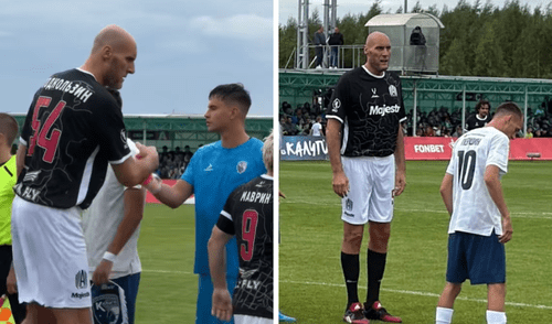 Pavel Podkolzin tiene 40 años y acaba de debutar en el fútbol de Rusia. Foto: composición LR/433/ESPN Pavel Podkolzin es el futbolista más alto del mundo tras dejar la NBA