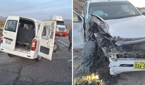 Violento choque frontal vía deja 14 heridos.