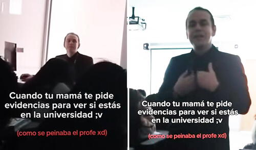 Usuarios aplauden gesto de docente en divertida situación universitaria captada en TikTok Estudiante graba divertido video para demostrar asistencia a su mamá y se vuelve viral en TikTok.