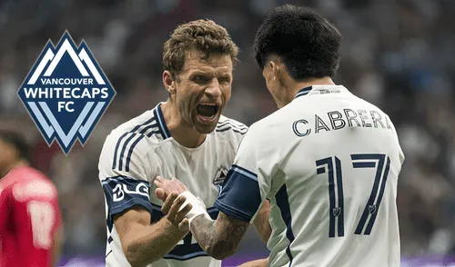 Thomas Müller celebró de manera efusiva con Kenji Cabrera el triunfo del Vancouver Whitecaps.