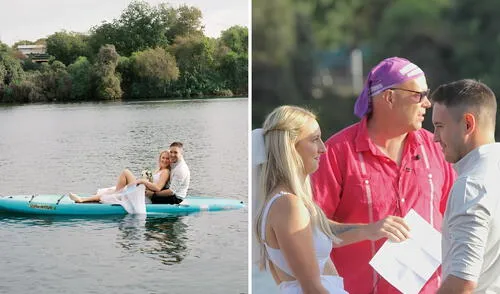 La boda flotante en Texas se volvió viral al reunir a novios y 80 invitados sobre el agua La boda flotante en Texas se volvió viral al reunir a novios y 80 invitados sobre el agua