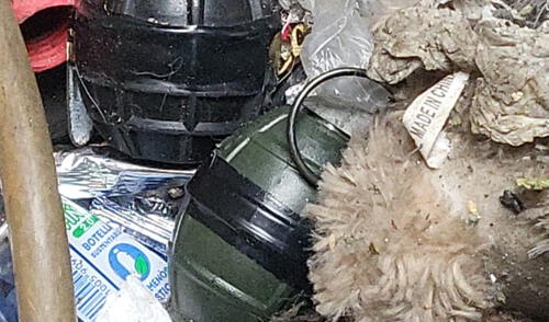 La Policía incautó granadas de guerra, pistolas, dinamita y atrapó a 12 extranjeros.