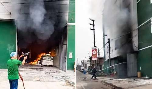 Incendio en Carabayllo Feroz incendio consume planta de producción en Carabayllo: 9 unidades de bomberos atienden emergencia