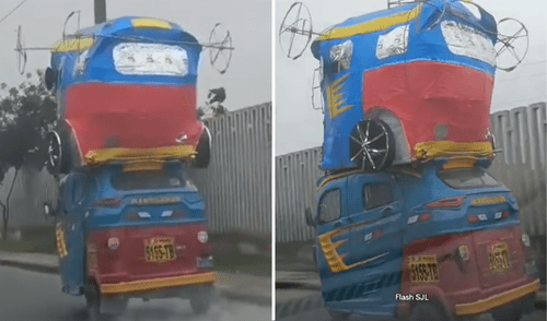 Mototaxi transporta 'moto loco'.