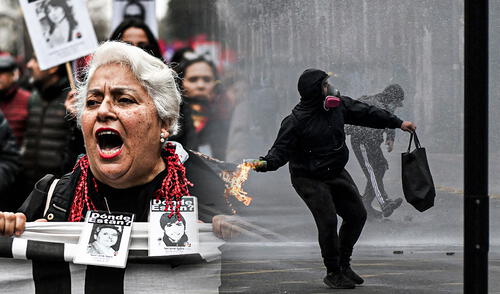 La manifestación se realizó en vísperas del 52º aniversario del golpe militar del 11 de septiembre de 1973. Foto: Composición LR/AFP Marcha anual en Santiago por las víctimas de la dictadura Pinochet dejó 57 personas detenidas tras enfrentamientos