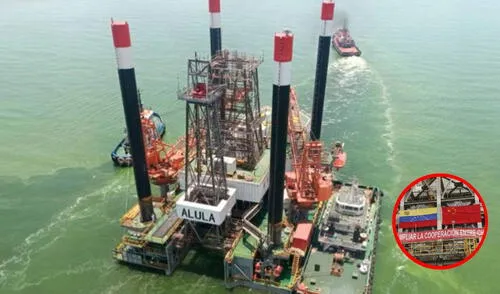 La plataforma Alula navegó más de 15.000 kilómetros desde China hasta su destino en Latinoamérica. Foto: difusión El megaproyecto flotante de China con el que se busca revolucionar la industria petrolera de Latinoamérica: producirá 60.000 barriles diarios