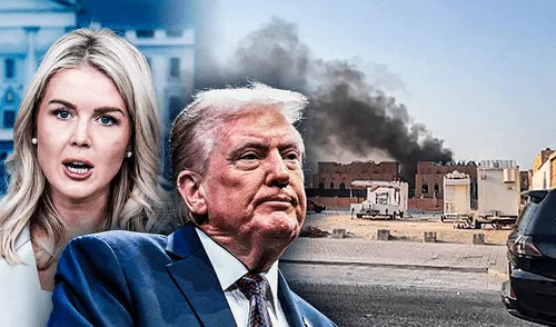 Leavitt explicó que el Ejército estadounidense alertó a la Administración Trump sobre el bombardeo. Foto: Composición LR/AFP. Leavitt explicó que el Ejército estadounidense alertó a la Administración Trump sobre el bombardeo. Foto: Composición LR/AFP.