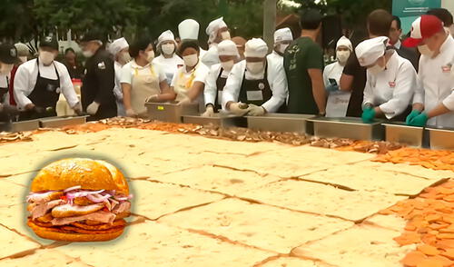 Magdalena del Mar acaparó la atención luego de que los chefs realizaran una demostración de cómo se prepara el pan con chicharrón más grande del Perú.