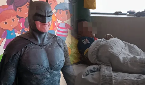 Médico se disfraza de Batman para iniciar una colecta por adolescente que necesita ser trasladado al Instituto de Salud del Niño. Foto: Luis Álvarez, La República