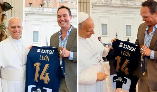 George Forsyth regaló una camiseta de Alianza Lima al Papa León XIV. Foto: composición LR/George Forsyth