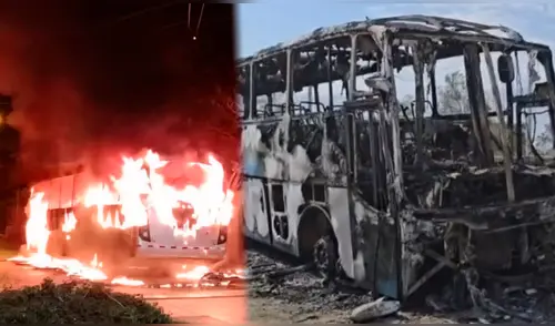 Buses de las empresas Ortiz y Fustamante fueron incendiados por hampones en Chepén. Foto: Composición LR / Cortesía Buses de las empresas Ortiz y Fustamante fueron incendiados por hampones en Chepén. Foto: Composición LR / Cortesía