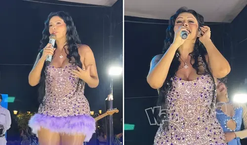 Pamela Franco se emociona al cantar en vivo un huayno en quechua. Foto: Composición LR Pamela Franco se emociona al cantar en vivo un huayno en quechua.