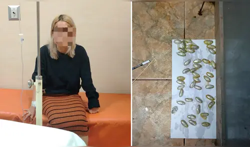 Agentes penitenciarios encontraron más de 108 cápsulas en el cuerpo de la joven. Foto: Composición LR
