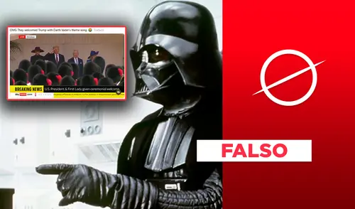 Es falso que Donald Trump fue recibido con el tema principal de Darth Vader durante su visita a la familia real de Reino Unido: es un montaje Es falso que Donald Trump fue recibido con el tema principal de Darth Vader durante su visita a la familia real de Reino Unido: es un montaje