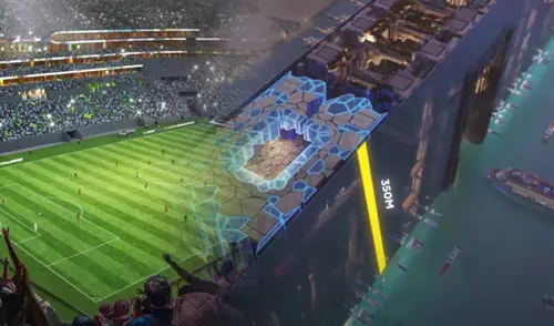 El estadio se ubicará en The Line y sorprende el tamaña, ya que estará en un rascacielos. Foto: Lr/ESPN El estadio se ubicará en The Line y sorprende el tamaña, ya que estará en un rascacielos.