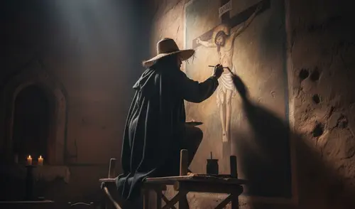 El historiador Raúl Porras Barnechea narró quién pintó el mural del Señor de los Milagros en una pared de adobe. El historiador Raúl Porras Barnechea narró quién pintó el mural del Señor de los Milagros en una pared de adobe.