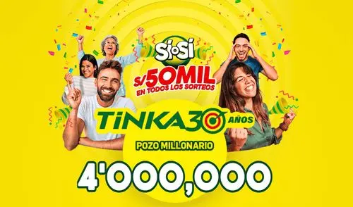 Sorteo de La Tinka se realiza todos los miércoles y domingo a las 10:50 p. m.