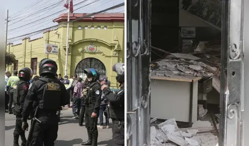 Parte del techo del área de guardia colapsó en comisaría de Surquillo. Foto: Marco Cotrina/ La República.
