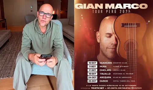 Gian Marco anunció la suspensión de su gira nacional en ciudades como Huancayo, Piura y Arequipa, expresando su tristeza por la realidad actual. Fotos: Instagram Gian Marco suspende su gira por Perú tras ataque a Agua Marina: “No se puede celebrar cuando hay tanto dolor”