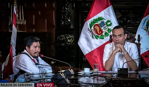 José Jerí se reune con alcalde de Pataz en mesa de diálogo. Foto: TV Perú alcalde de pataz