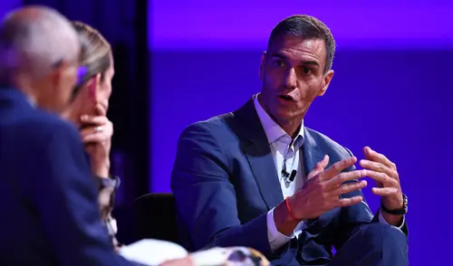 Pedro Sánchez afirmó también que el embargo de armas a Israel se mantiene. Foto: AFP