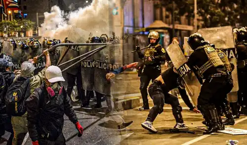 Represión policial fue registrada en contra de civiles | Composición: Jazmín Ceras / Foto: LR. Represión policial fue registrada en contra de civiles