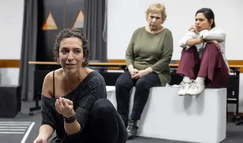 Dirigida por Carla Valdivia, la tragedia contemporánea muestra la lucha de una madre por salvar a su hijo enfermo, convirtiendo su dolor en un poderoso grito colectivo. Foto: difusión. Alejandra Guerra, Grapa Paola y Lelé Guillén protagonizan la obra teatral ‘Ana contra la muerte’ en el Centro Cultural PUCP