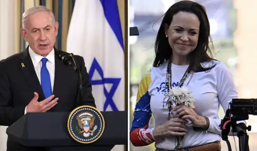 Durante la llamada, Netanyahu felicitó a Machado por su premio Nóbel. Foto: AFP