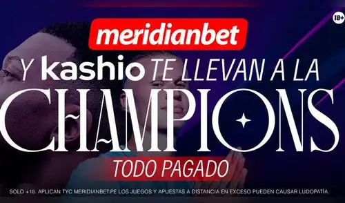 La emoción de la Champions League llega con una promoción de Meridianbet y Kashio. Fuente: Difusión.