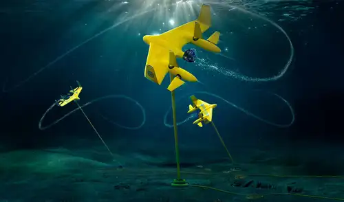 Unas cometas submarinas permite generar energía gracias a la fuerza de las mareas.