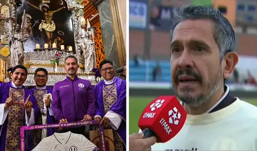 Franco Velazco aseguró que la camiseta de la 'U' en homenaje al Señor de los Milagros quedará en la historia. Foto: composición de LR/Universitario/captura de L1 Max Franco Velazco aseguró que la camiseta de la 'U' en homenaje al Señor de los Milagros quedará en la historia. Foto: composición de LR/Universitario/captura de L1 Max