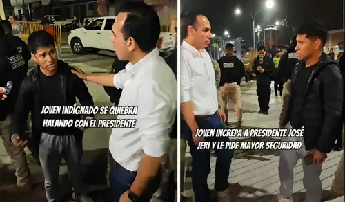 Joven se quiebra al pedir ayuda por la ola de extorsiones al alcalde José Jerí en el distrito de Comas. Joven se quiebra al pedir ayuda por la ola de extorsiones al alcalde José Jerí en el distrito de Comas.