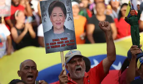 En Venezuela, se han realizado manifestaciones en contra de la primera ministra de Trinidad y Tobago. Foto: AFP