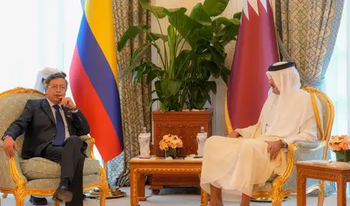 Gustavo Petro se reunió con el emir catarí y reforzó su agenda diplomática y de paz. Foto: X/Gustavo Petro Gustavo Petro se reunió con el emir catarí y reforzó su agenda diplomática y de paz.