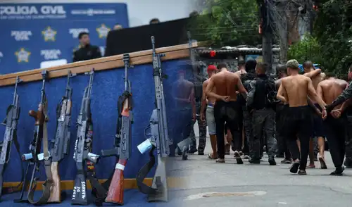 Además se encontraron armas pertenecientes a otros 7 países. Foto: composición LR / Reuters Comando Vermelho