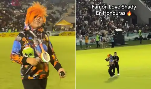 Faraón Love Shady sorprende en el medio tiempo del partido de tiktokers en Honduras