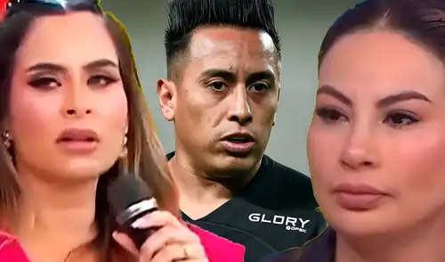 Pamela López fue cuestionada por un polémico gesto que hizo frente a una imagen de Christian Cueva. Foto: Composición LR/Captura/América/Captura/YouTube Pamela López fue cuestionada por un polémico gesto que hizo frente a una imagen de Christian Cueva