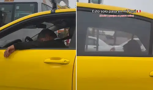 Clip viral en TikTok muestra a taxista y pasajero dormidos al volante en pleno tráfico