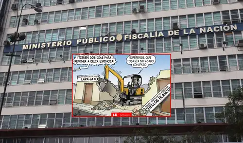 Carlos Tovar retrata el "apuro" de posibles desarticulaciones de equipos especiales en la Fiscalía frente al retorno de Delia Espinoza. Foto: composición LR Ministerio Público