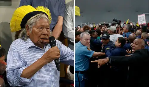 Comunidades de la Amazonía brasileña asistieron a la cumbre climática de la ONU. Intentaron ingresar al centro de conferencias.