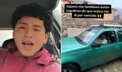 Usuarios de TikTok conmovidos por la perseverancia del joven peruano. Joven peruano trabajó sin descanso para lograr su sueño de tener un auto