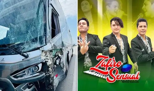 Así quedó el bus de la orquesta Zafiro Sensual tras accidente la mañana del lunes 17 de noviembre. Foto: Facebook/Zafiro Sensual Así quedó el bus de la orquesta Zafiro Sensual tras accidente la mañana del lunes 17 de noviembre