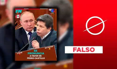 Es falso que Vladímir Putin se haya manifestado en apoyo a Pedro Castillo durante su juicio por el autogolpe fallido. Es falso que Vladímir Putin se haya manifestado en apoyo a Pedro Castillo durante su juicio por el autogolpe fallido.