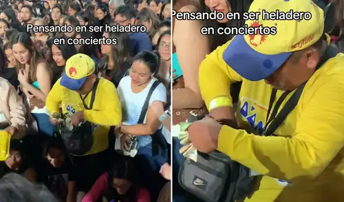 Clip en TikTok acumula más de 100.000 visualizaciones. Heladero peruano se vuelve sensación vendiendo helados en concierto de Shakira
