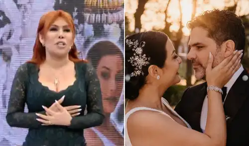La conductora reaccionó a las imágenes de la boda religiosa de la actriz y Sergio Coloma. Foto: Composición LR La conductora reaccionó a las imágenes de la boda religiosa de la actriz y Sergio Coloma.