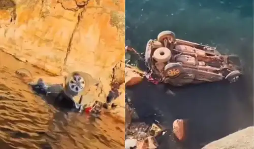 Vehículo de la pareja perdió el control y cayó al lago Titicaca. Vehículo de la pareja perdió el control y cayó al lago Titicaca.