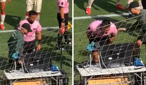 Julio Quiroz fue el árbitro del Alianza Lima vs UTC. Foto: composición LR/captura de enHD Hinchas de Alianza Lima quedan sorprendidos con la pantalla del VAR en Matute